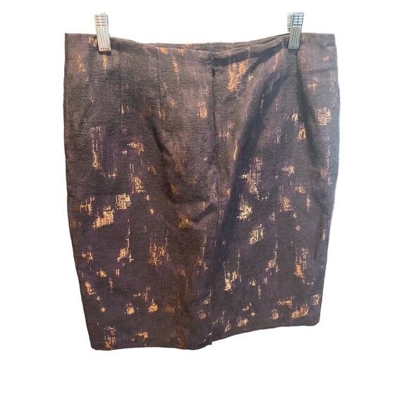 Coldwater Creek Womens Brown Gold Metallic Textured Blazer Skirt Suit Set Sz 12P - Picture 10 of 14